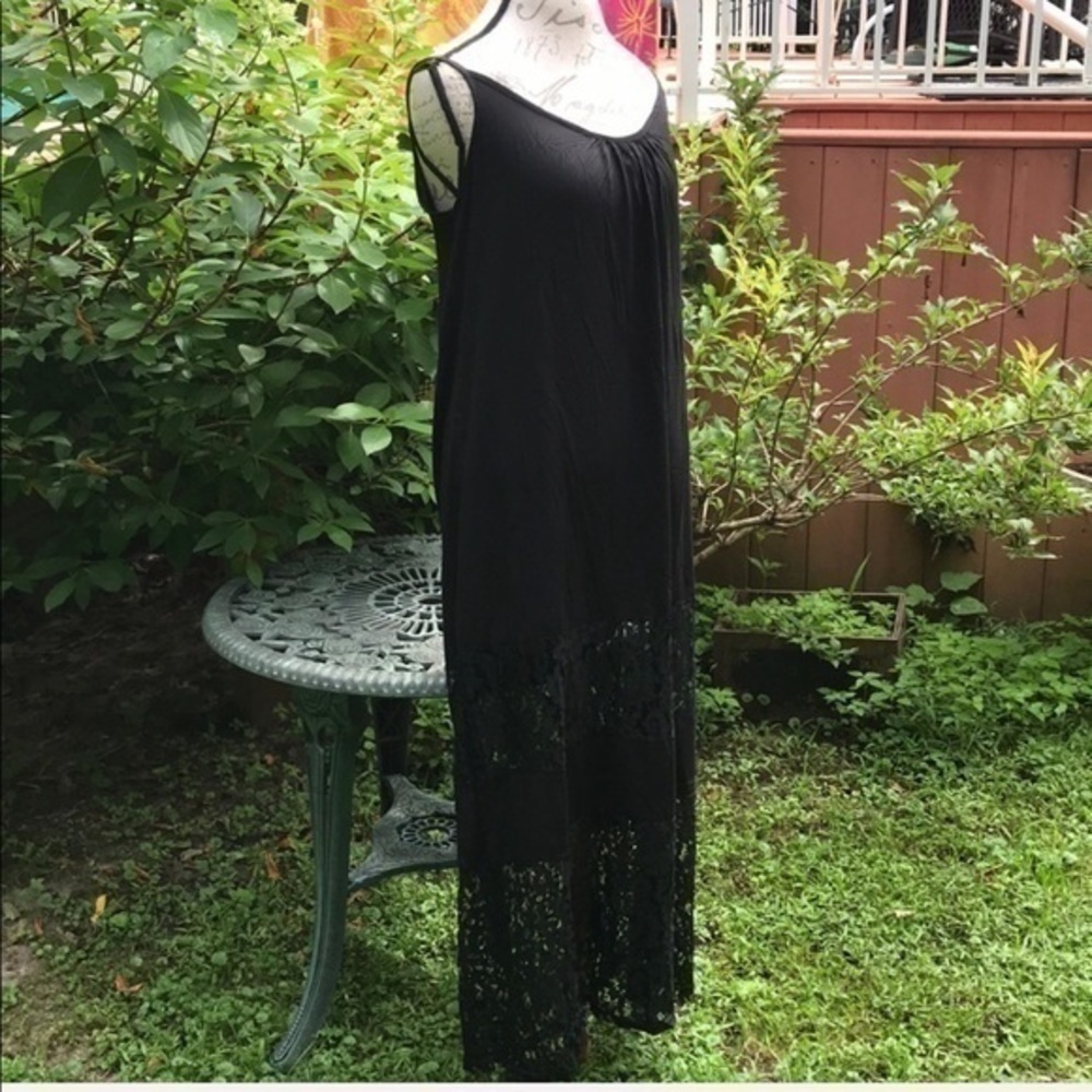 BOHO LACE MAXI BEACH DRESS COVER-UP BLACK S/M - Picture 8 of 11